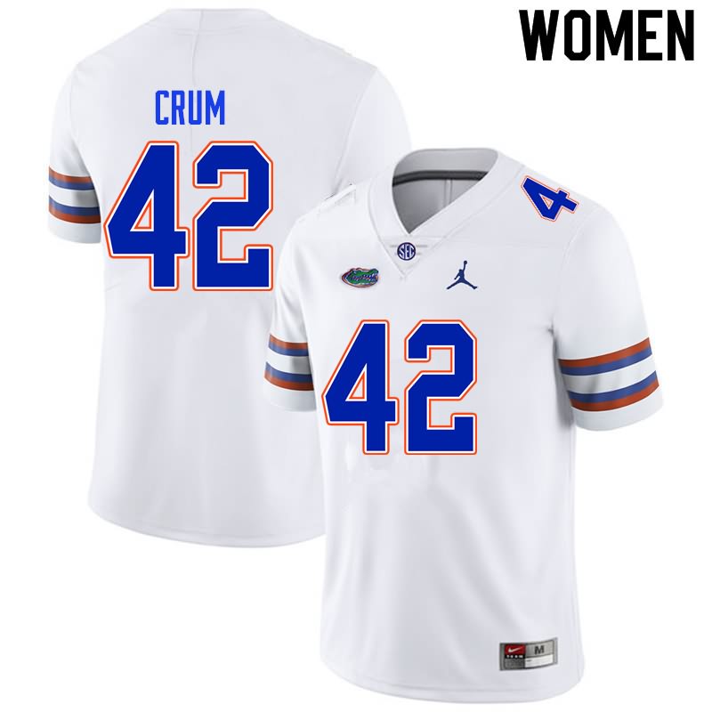 Women's NCAA Florida Gators Quaylin Crum #42 Stitched Authentic Nike White College Football Jersey MHW4065TL